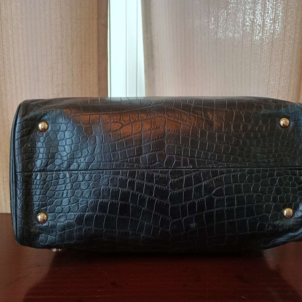 Michael Kors Mia Crocodile Embossed Leather Shoulder Satchel - Picture 3 of 7